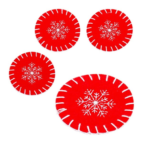 Sottobicchieri rossi con motivo natalizio in set di 4 pezzi - Casa Selección-image-1