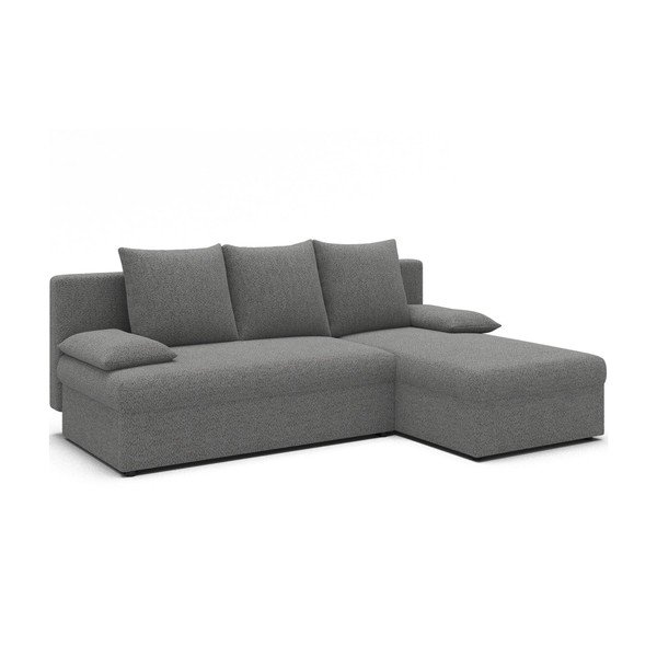 Divano angolare grigio allungabile/con contenitore con rivestimento in bouclé Gino – ELTAP