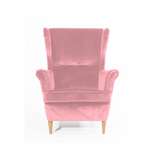 Poltrona rosa con gambe marrone chiaro Clint Suede - Max Winzer-image-1