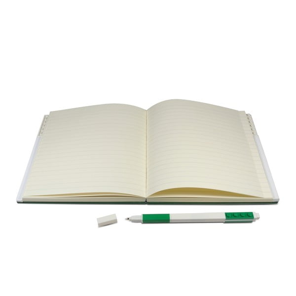 Quaderno quadrato verde bottiglia con penna gel , 15,9 x 15,9 cm - LEGO®-image-1