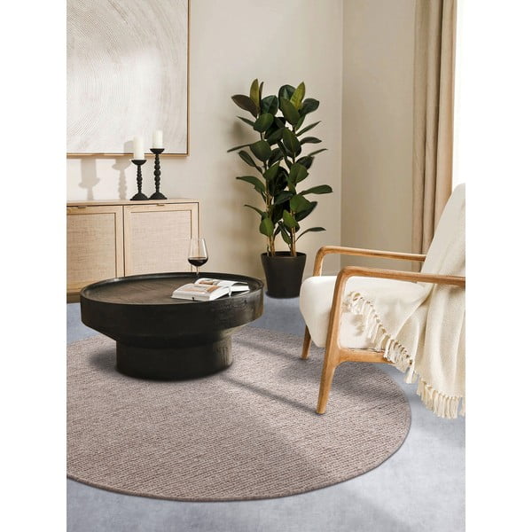 Tappeto rotondo marrone chiaro in lana tessuto a mano ø 200 cm Francois - Villeroy&Boch-image-1