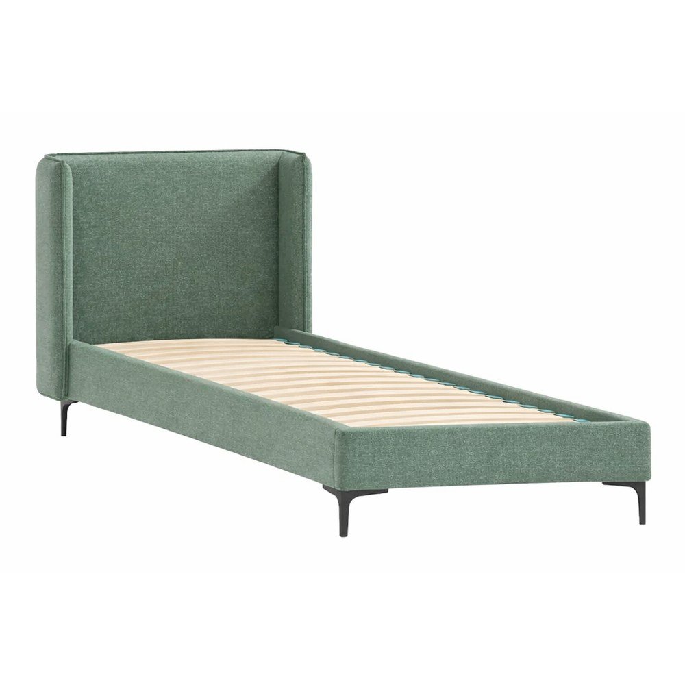 Letto singolo imbottito verde con griglia 90x200 cm Basti - Ropez | Letti singoli