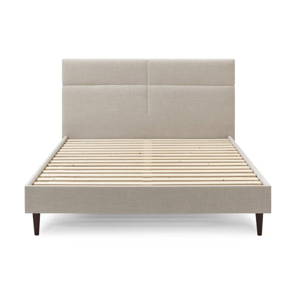 Letto matrimoniale imbottito beige con griglia 180x200 cm Elyna - Bobochic Paris-image-1