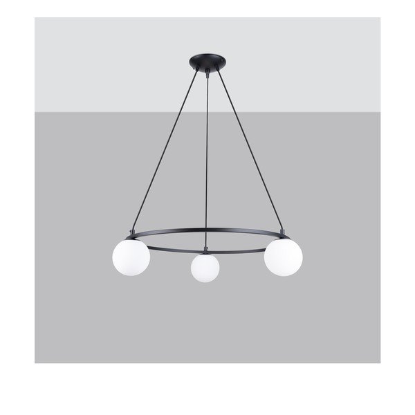 Lampadario bianco/nero con paralume in vetro Umerta – Sollux-image-3