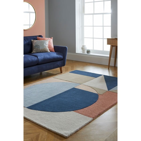 Tappeto in lana blu/marrone 200x290 cm Esrei - Flair Rugs-image-1