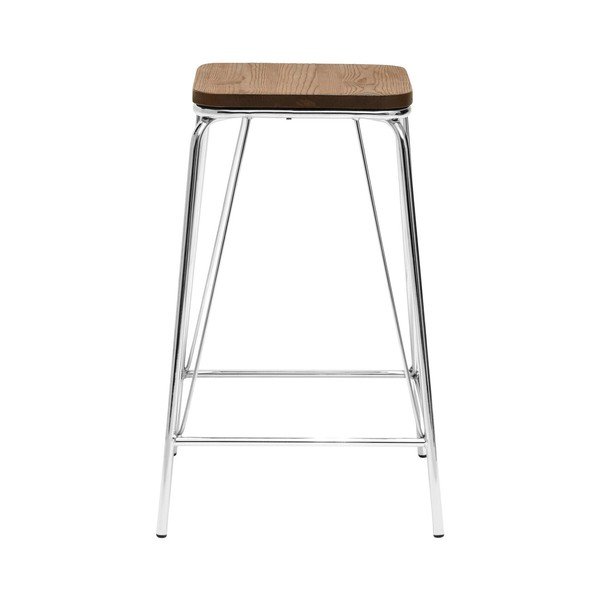 Sgabello argentato/di colore naturale in olmo massiccio District – Premier Housewares-image-2