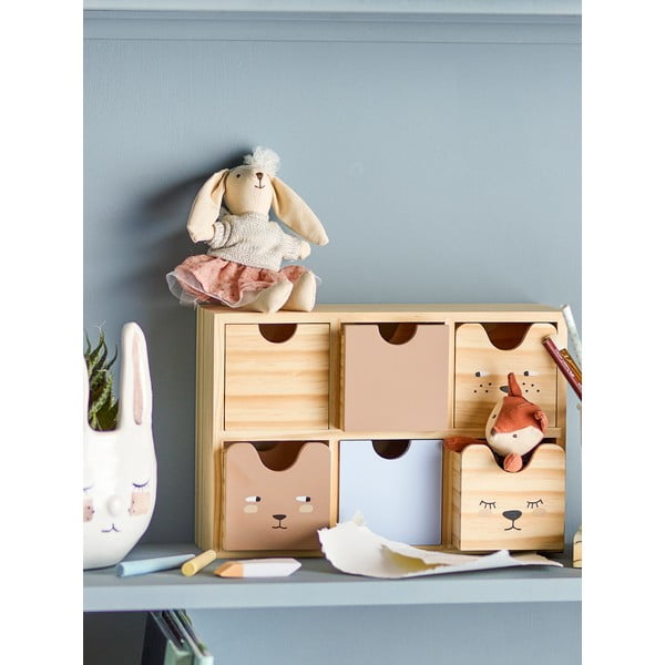 Organizer per bambini in legno di colore naturale 27x8x18 cm Calle - Bloomingville Mini-image-1