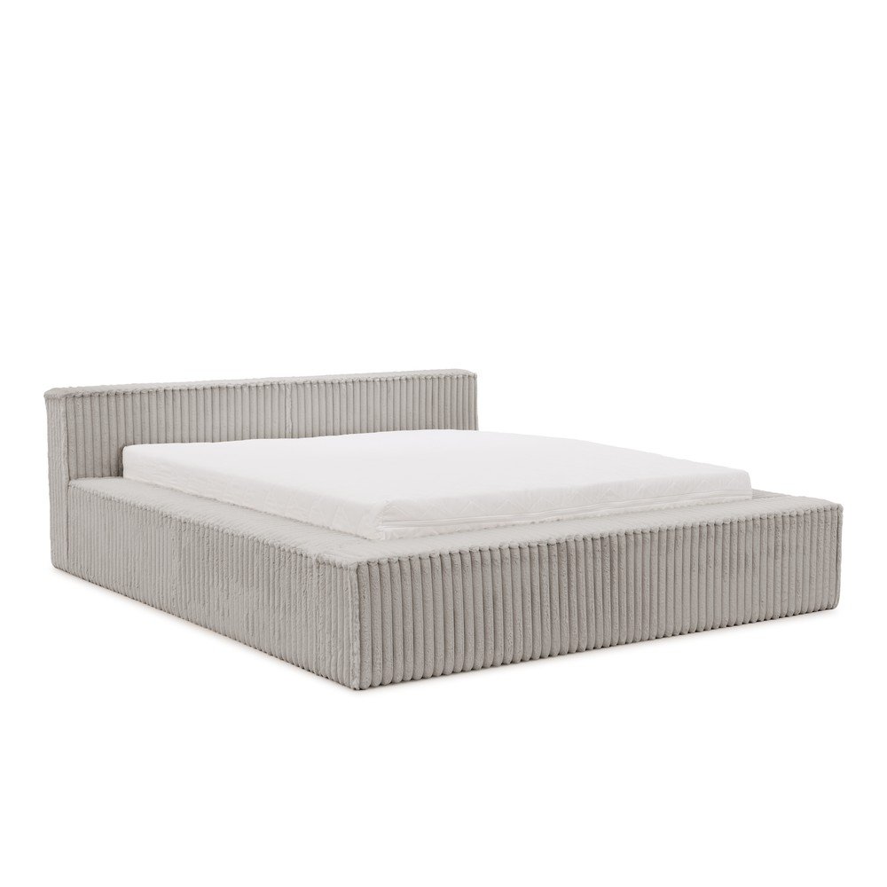 Letto matrimoniale imbottito grigio con contenitore e rete inclusi 140x200 cm Cloe – Ropez | Letti matrimoniali