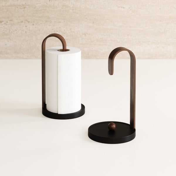 Portarotolo da cucina verticale in legno nero ø 17 cm Bellwood – Umbra-image-1