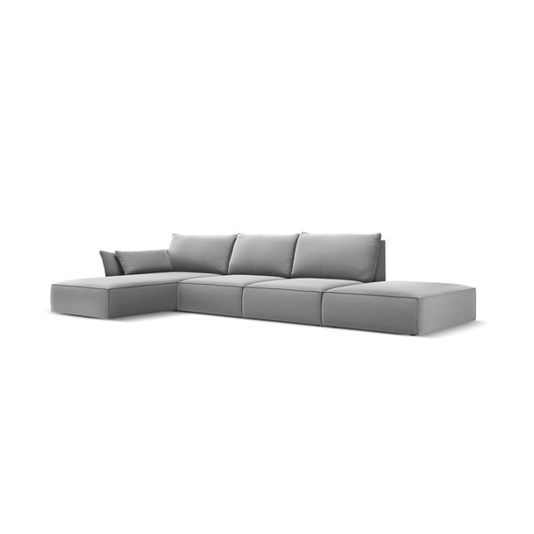 Divano angolare grigio chiaro (con penisola a sinistra/con chaise lounge) con rivestimento in velluto Vanda – Mazzini Sofas-image-2