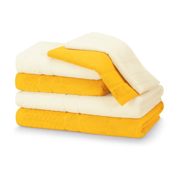 Asciugamani e teli da bagno gialli in spugna di cotone in set di 6 pezzi Rubrum - AmeliaHome