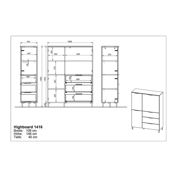 Cassettiera alta verde chiaro 109x146 cm Kenora - Germania-image-3