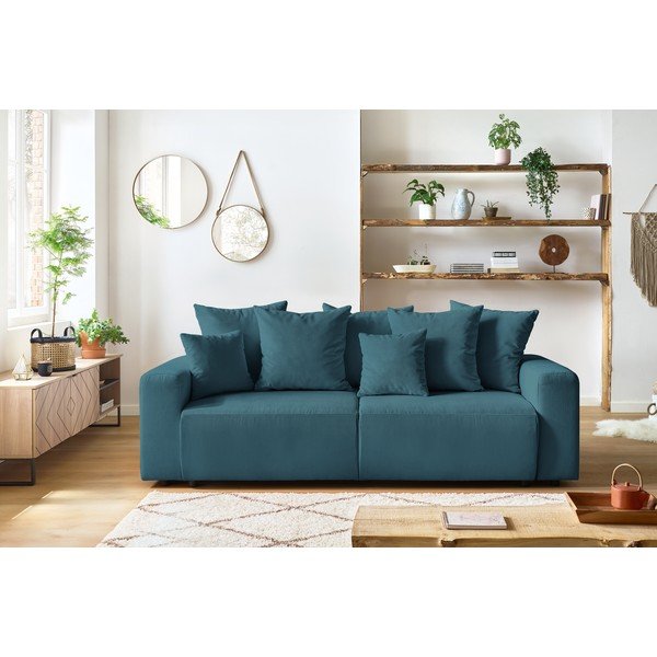 Divano letto in velluto a coste blu Envy - Bobochic Paris-image-1