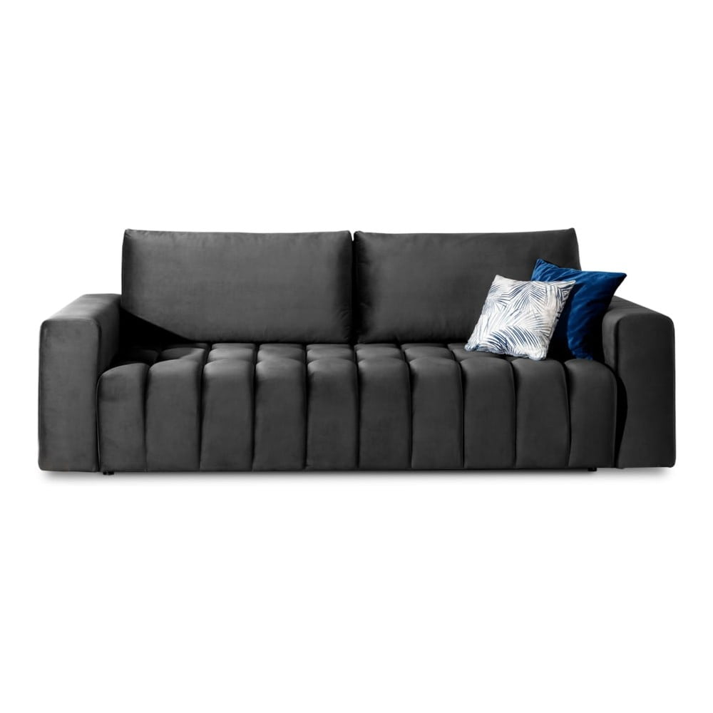Divano grigio scuro allungabile/con contenitore e rivestimento in velluto 247 cm Lazaro – ELTAP | Divani