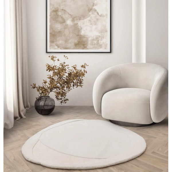 Tappeto in lana bianca 150x150 cm Olsen - Asiatic Carpets-image-1