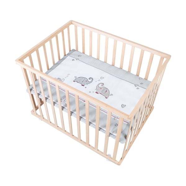 Lettino di colore naturale con ruote 100x75 cm Jumbo Twins – Roba