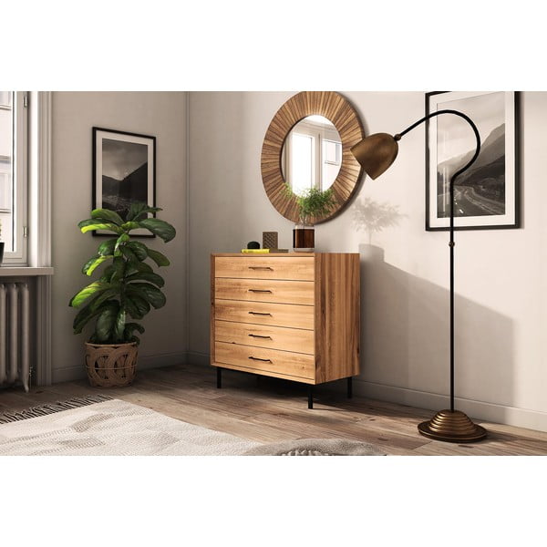 Cassettiera alta in legno di quercia in colore naturale 97x95 cm Abies - The Beds-image-3