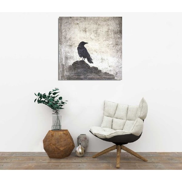 Pittura murale su tela Black Bird, 45 x 45 cm - Wallity-image-1