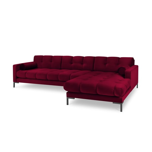 Divano angolare in velluto rosso, angolo destro Bali - Cosmopolitan Design-image-2