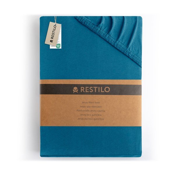 Lenzuolo con angoli color petrolio in jersey 200x200 cm Amber – Restilo-image-4