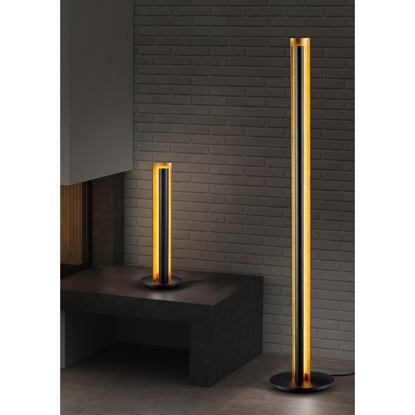 Lampada da terra LED nera con intensità regolabile (altezza totale 142,5 cm) Texel – Trio-image-3