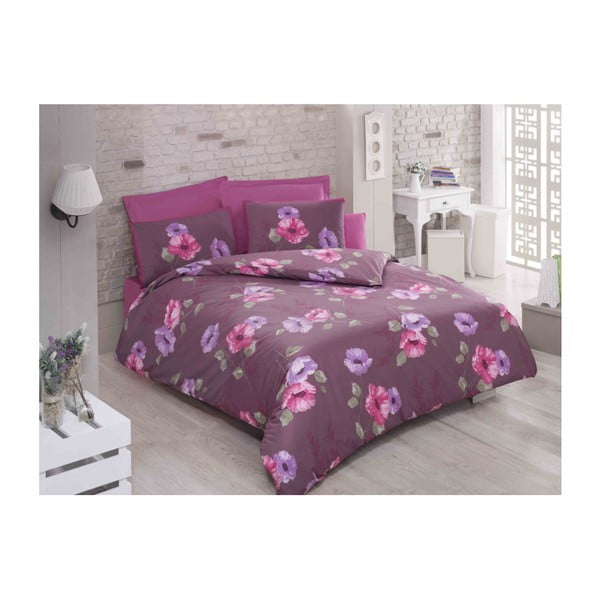 Biancheria da letto in cotone con lenzuolo e 2 federe per letto matrimoniale Viored, 200 x 220 cm - Mijolnir