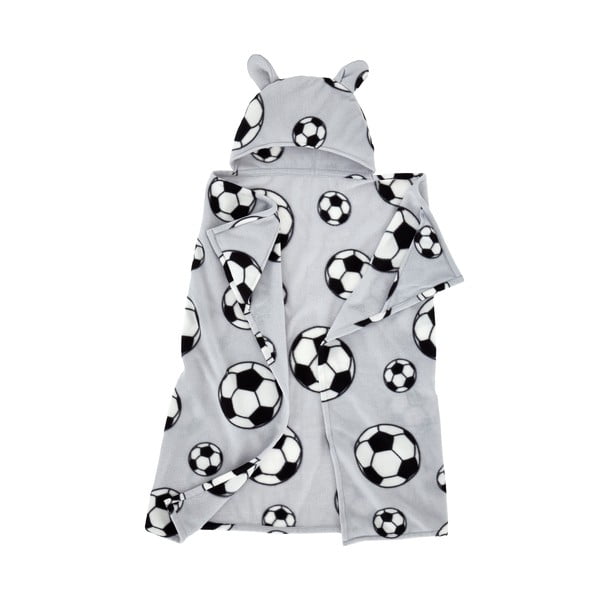 Coperta in pile grigio chiaro con cappuccio 90x125 cm Football - Catherine Lansfield