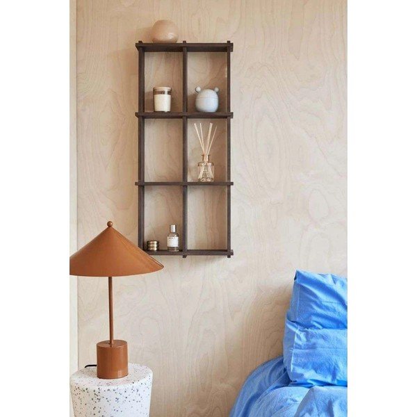 Mensola colore naturale scuro in frassino massiccio con ripiani multipli 42,5 cm Grid – OYOY Living Design-image-1