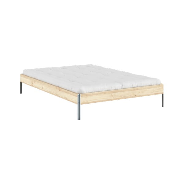 Letto matrimoniale di colore naturale in pino massiccio con rete inclusa 140x200 cm Core – Karup Design-image-3