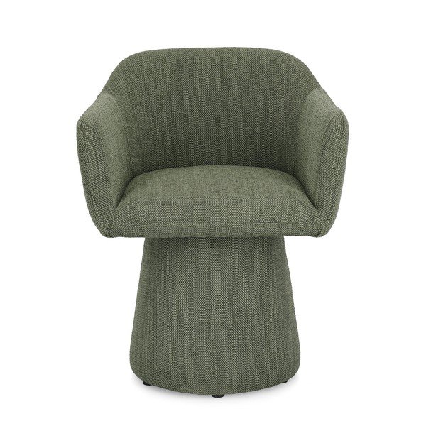 Sedia da pranzo verde imbottito con braccioli/girevole Lottie – Bizzotto-image-3