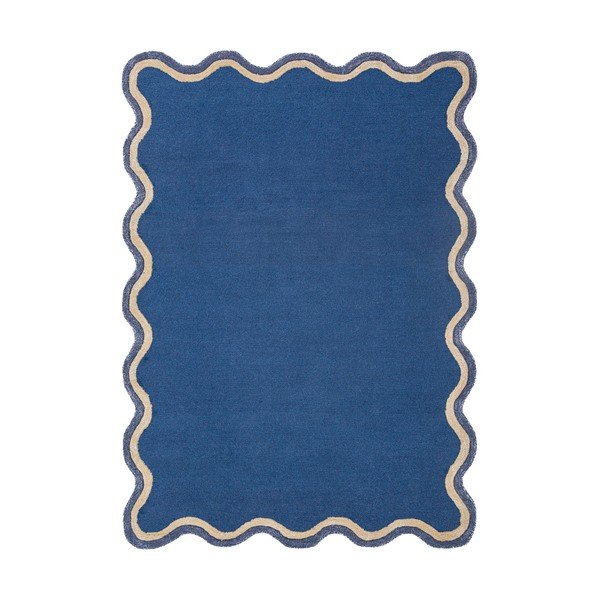 Tappeto blu scuro in misto lana tessuto a mano 160x230 cm Rivo Wool – Flair Rugs