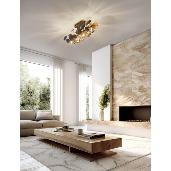 Lampada da soffitto con paralume in vetro grigio-oro 76x22 cm Bubble - Trio Select-image-1