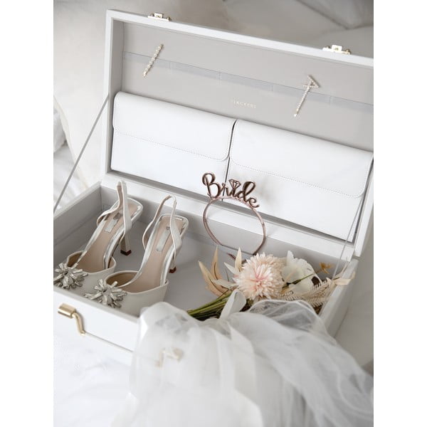 Scatola decorativa bianca in pelle artificiale 50x30x15 cm - Stackers-image-4