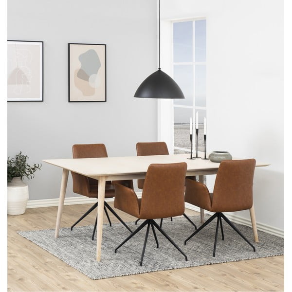 Sedia da pranzo marrone cognac in imbottito con braccioli Naya – Actona-image-1