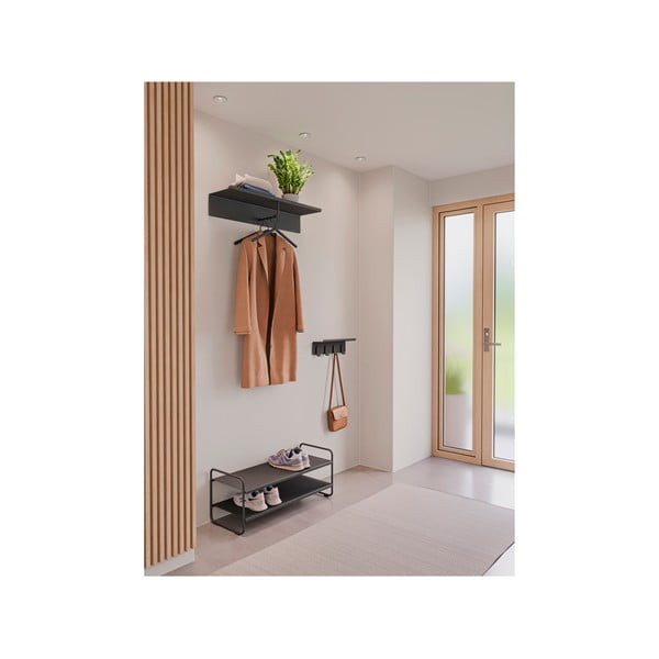 Attaccapanni da parete nero in acciaio con scaffale 21,5 cm A-Coat – Zone-image-2