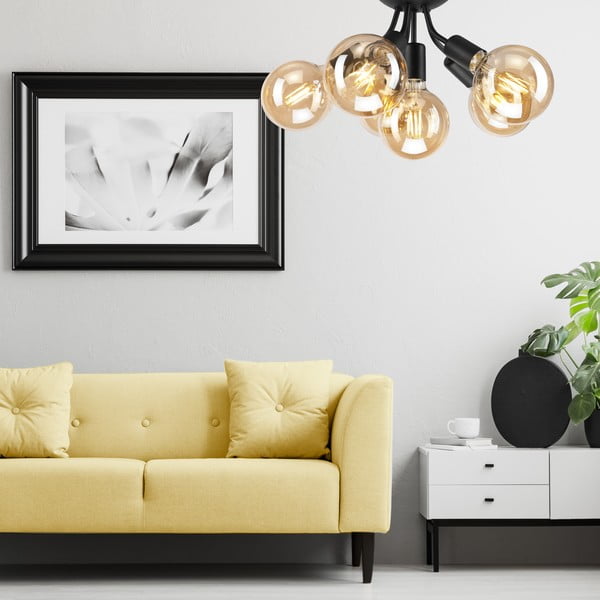 Plafoniera senza paralume nera Viggo – LAMKUR-image-1