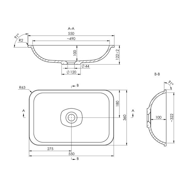 Lavabo bianco in composito minerale 55x36 cm Japura – Sapho-image-3