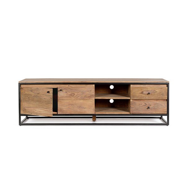 Mobile TV di colore naturale in legno sheesham massiccio 175x50x45 cm Nartan – Bizzotto-image-3