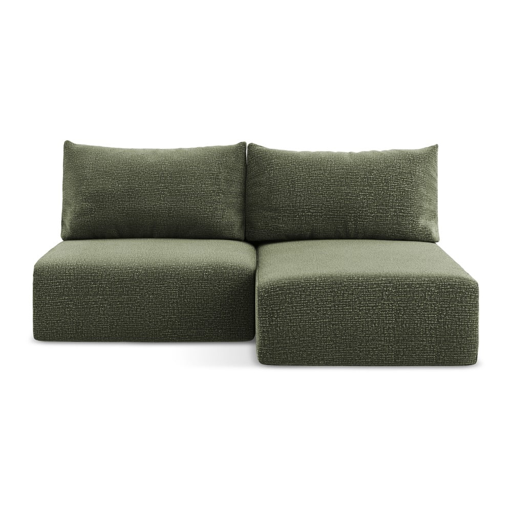 Divano angolare verde allungabile/con contenitore (con penisola a destra) Kalena – Makamii | Divani ad angolo