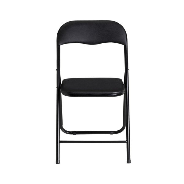 Sedia da pranzo pieghevole nera in similpelle - Casa Selección-image-1