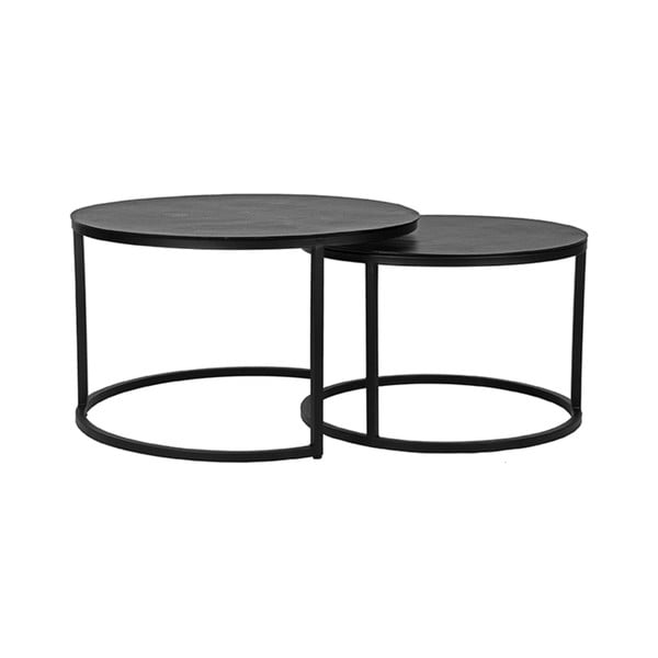 Tavolini rotondi in metallo nero in set di 2 pezzi ø 75 cm Grand - LABEL51