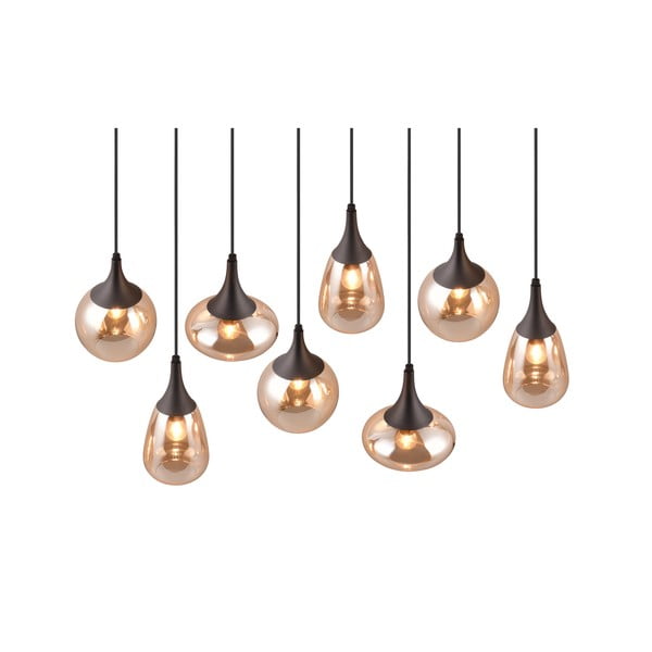 Lampada a sospensione nero-arancio con paralume in vetro Lumina - Trio-image-1