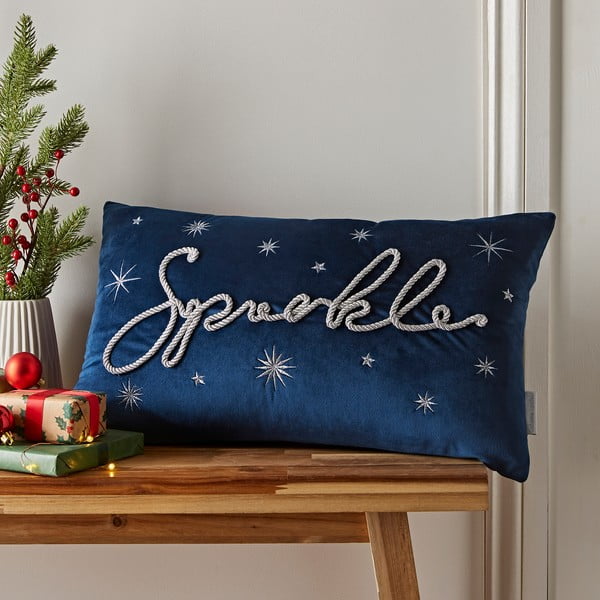 Cuscino decorativo in velluto con motivo natalizio 30x50 cm Sparkle - Catherine Lansfield-image-1