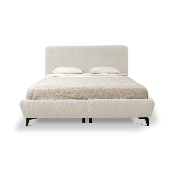 Letto matrimoniale imbottito beige con contenitore con rete inclusa 140x200 cm Makapu – Makamii-image-3