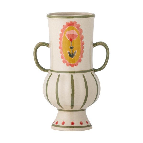 Vaso beige in gres dipinto a mano (altezza totale 21 cm) Odina – Bloomingville