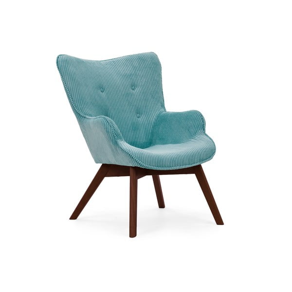 Poltrona turchese con rivestimento in velluto a coste Niko – Ropez