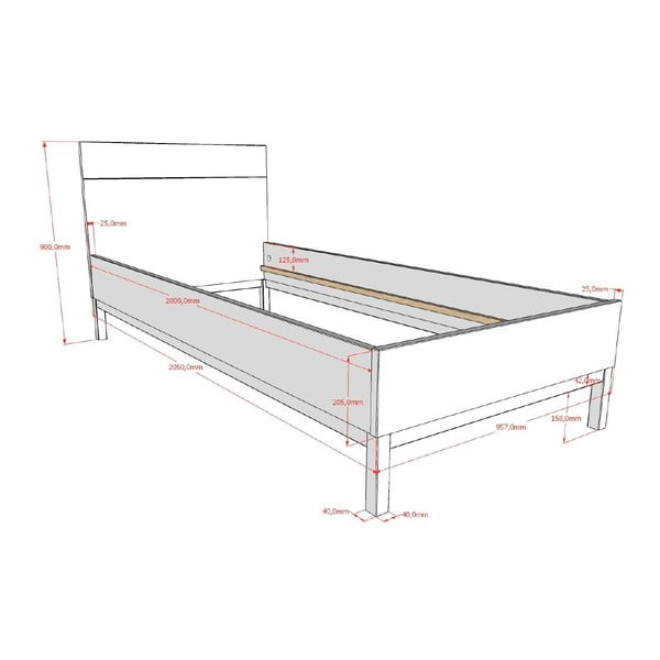 Letto da bambini bianco in pino massiccio rete non inclusa 90x200 cm Eva – Vipack-image-2