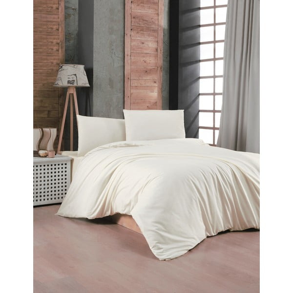 Biancheria da letto color crema in cotone renforcé per letto singolo 140x200 cm – Mijolnir