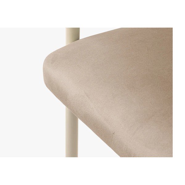 Sedia da pranzo beige/color crema imbottito con braccioli Lea – Micadoni -image-3