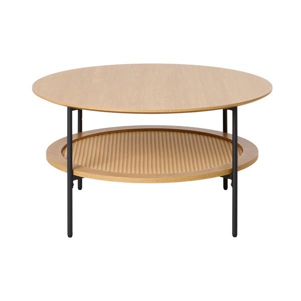 Tavolino da salotto rotondo di colore naturale con effetto rovere ø 80 cm Pensacola – Unique Furniture-image-1